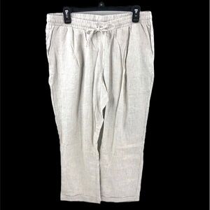 Oslo Linen Blend High Rise Pants Lightweight Striped Pull On Size 12 Petite